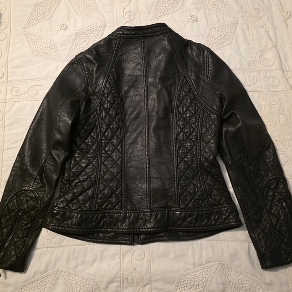 Michael Kors Genuine Black Leather Jacket - Picture 3 of 8